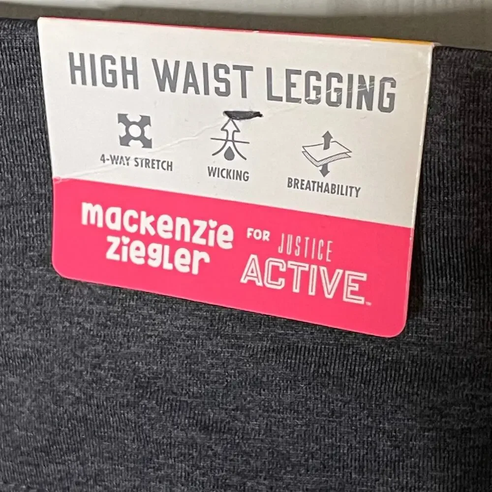 NWT Mackenzie Ziegler for Justice Active High Waist Leggings | Gray Teal Size 16